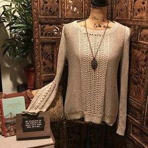 NWT-Lucky Brand Split Back Long Sleeve Shimmer Sweater-XS